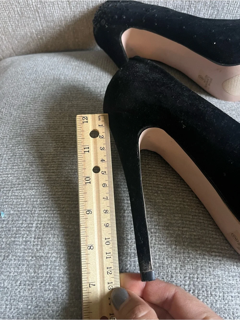 Italina Black Suede Crystal-Embellished Heels